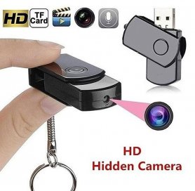 Câmera na chave USB com HD + gravação oculta de vídeo espião + microfone + detecção de movimento