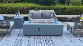 Gartentisch mit Feuerstelle - Outdoor Gaskamin Beton 152x61 cm PORTOGUAPO