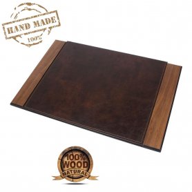 Faux leather placemats Luxury desk mats wooden base (Handmade)