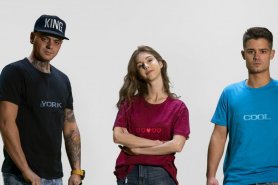 Tricou cu LED-uri Gluwy cu mesaj personalizat scrolling prin aplicație (iOS / Android) - LED albastru