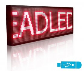 Tablero LED promocional con texto en movimiento - 76 cm x 27 cm rojo