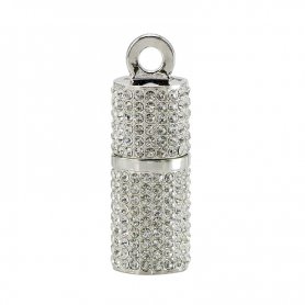 La chiave USB gioiello in argento ornato con strass bianchi