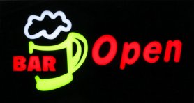 Promocyjny panel LED z opisem "BAR Open" 43 cm x 23 cm