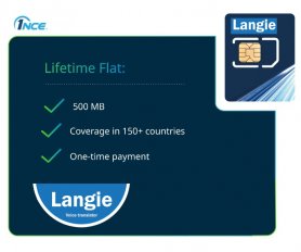 ULTRA LANGIE unlimited SIM with 500MB - 2G/3G/4G/LTE for translation in 150 countries valid up to 10 years