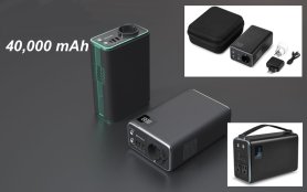 Nabíjecí stanice - přenosná mobilní + zdroj 40000 mAh baterie + výstup USB max 2.4A + 230V s příkonem 100W