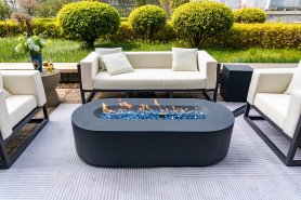 Gas-Feuerstelle - Luxus-Beton-Außentisch + Feuerstelle 158x70cm - SOLINO schwarz
