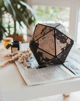 Корковий глобус, велика прикраса світового мандрівника - 18x18cm BLACK