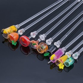 Máy khuấy cocktail cho đồ uống - Máy khuấy acrylic nhiều màu sắc có trang trí đồ uống - Bộ 10 chiếc