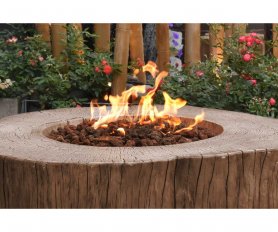 Luxusní stůl s plynovým ohništěm (přenosný) z betonu - Imitace dřevěný pařez