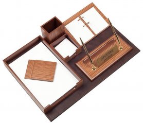 Desk blotter - Office 10 stk bord SET Luxury (tre + lær)