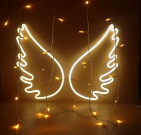 Light Wings on the Wall - 带 LED 背光的霓虹灯装饰