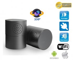 Stereo Bluetooth-högtalare med FULL HD WiFi-kamera och 330 ° -lins