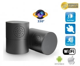 Haut-parleur Bluetooth stéréo avec caméra WiFi FULL HD et objectif rotatif à 330 °