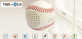 Mini bluetooth reproduktor k mobilu - baseball míč 2x3W