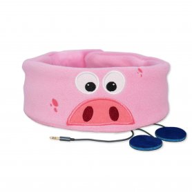 Mga batang rosas na headband na may mga headphone - Piggy