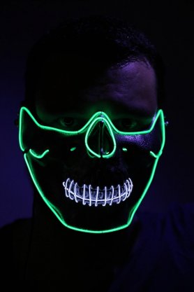 LED party mask - green skull