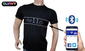 T-shirt LED cu text programabil prin Smartphone - GLUWY