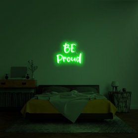 Светлавая святлодыёдная неонавая 3D шыльда на сцяне - BE Proud 100 см