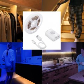 Lumină LED pentru bucătărie, pat, scări bandă de 1 M cu senzor de mișcare + baterie Li-on - PACK