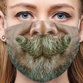 Маска за лице за мъже 3D измиваща се - Мустаци с брада