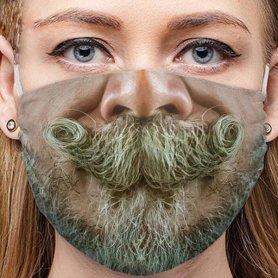 Masque facial pour homme lavable en 3D - Moustache avec barbe