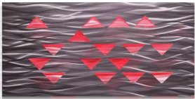 Abstrakt metalvægkunst - 3D (aluminium) - LED-baggrundsbelyst RGB 20 farver - Pyramider 50x100 cm