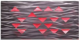 Arte abstrata da parede de metal - 3D (alumínio) - RGB retroiluminado por LED 20 cores - Pirâmides 50x100cm