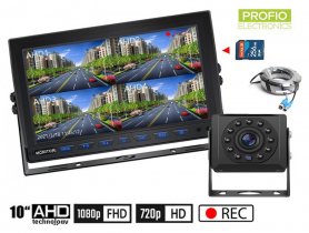 Set de caméras de stationnement AHD avec enregistrement sur carte SD - 1x caméra HD avec 11 LED IR + 1x moniteur hybride 10" AHD