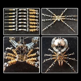 Puzzle 3D SPIDER - metalowy model puzzli wykonany ze stali nierdzewnej + lampka LED