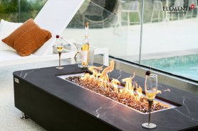 Luxury garden table (conference) imitation of cast concrete marble + gas fireplace 2 in 1