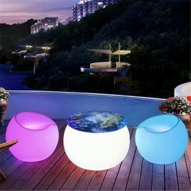 Kunststofftisch LED beleuchtet 58x45cm - RGBW Farben + IP44 + Fernbedienung