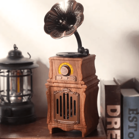 Dřevěné rádio - retro rádio vintage fonograf s Bluetooth + FM/AM / AUX / USB disk / Micro SD