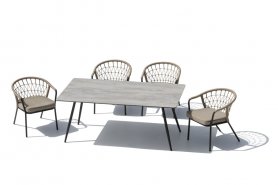 Mesa y sillas de jardín - Muebles de jardín para sentarse y comedor para 6 personas + mesa