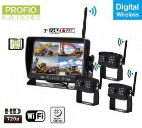 Parkovací kamera s monitorem bezdrátově s nahráváním na SD - 3x AHD wifi kamera + 7 "LCD DVR monitor