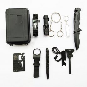 مجموعة النجاة - مجموعة الطوارئ SOS (حقيبة) أدوات متعددة الوظائف 10 في 1