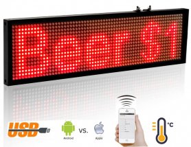 Πίνακας μηνυμάτων LED με WiFi - κόκκινο 34cm x 9,6 cm