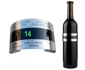Termómetro de vino con tira de acero - termómetro para botellas de vino