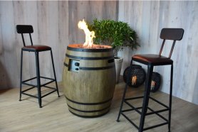 Mesa de fuego de barril de vino para gas (propano) - imitación de madera Barril (hormigón colado)