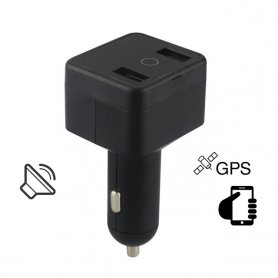 Autolader 2x USB met GPS en spraakbewaking - MULTIFUNCTIONEEL