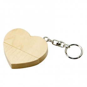 Pen drive USB em forma de coração de madeira