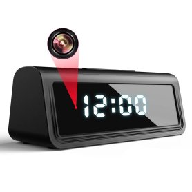 Kamera jam alarm digital + FULL HD + Wifi + deteksi gerakan + penglihatan malam 6 LED IR