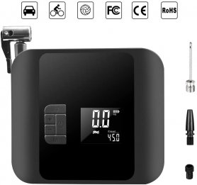 Pompe de voiture - électrique avec batterie 2000 mAh - compresseur portable 12V + lumière LED