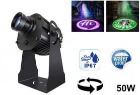 Gobo luči - LOGO projektor vrtljiv vodotesen IP67 - LED Gobo 50W projekcija do 20M