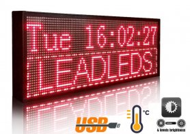 Promotional LED board with moving text - 76 cm x 27 cm red