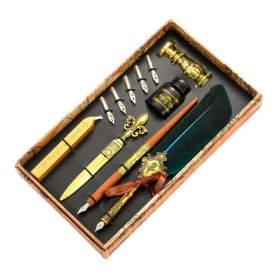 Set Hadiah Mewah - Pen Fountain + 5 Biji + Penyangga + Pembuka Surat + Setem Lilin