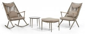 Schommelstoel voor tuinterras - SET schommel- en statische stoelen + kruk + tafel