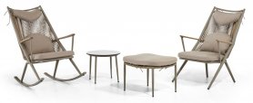 Chaise berçante pour terrasse de jardin - SET chaises berçantes et statiques + tabouret + table