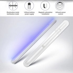UV šviesos dezinfekavimo priemonė su judesio jutikliu - balta LED + UVC sterilizavimo LED