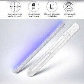 UV light sanitizer with motion sensor - White LED + UVC sterilization LED