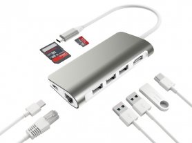 HUB 8 in 1 - USB-C ، LAN ، HDMI ، SD ، Micro SD ، 3x USB 3.0